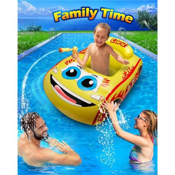 Unisex Kids‎ Pool Float with Water Gun, Inflatable Ride-on Swimming Pool Toy Car - Picture 4 of 6